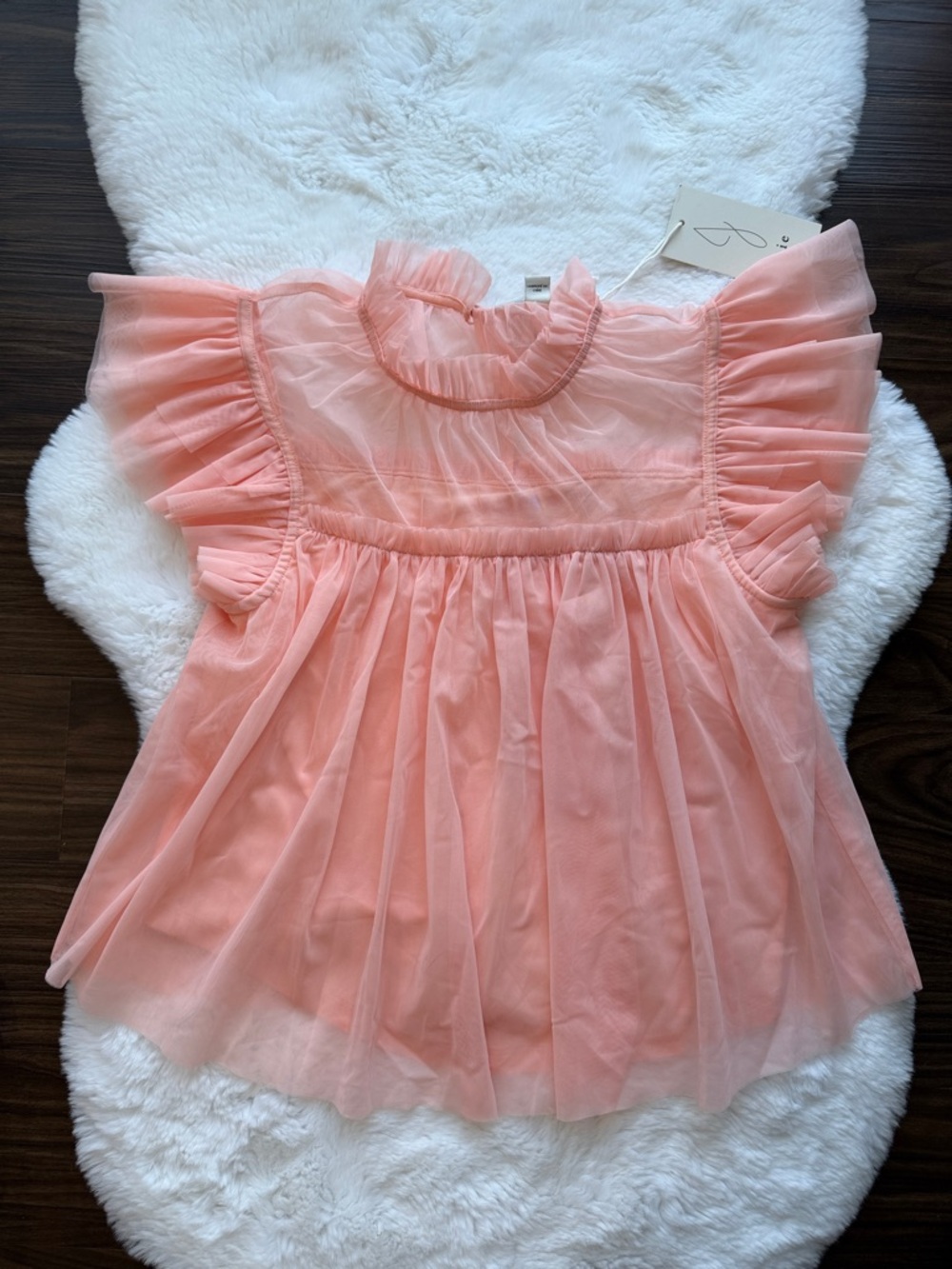 NWT Joie Peach Pink Ruffled Sheer Blouse Ballerina size Small